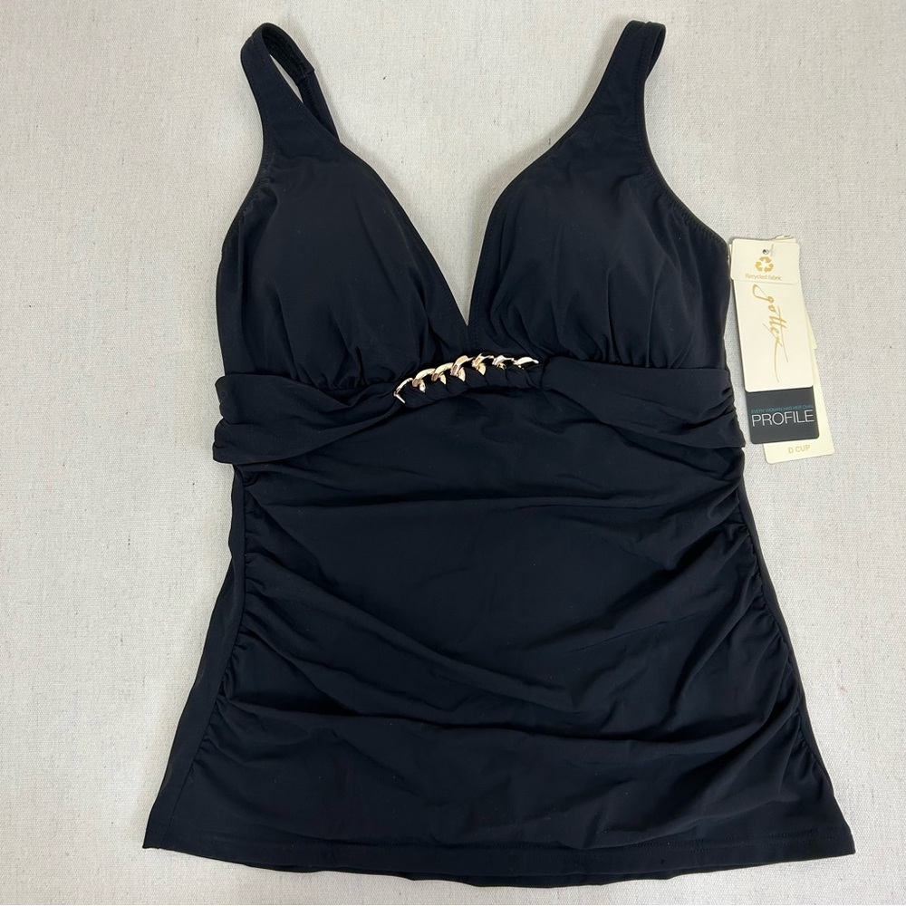 Gottex Black Swimsuit Top with Gold Accent